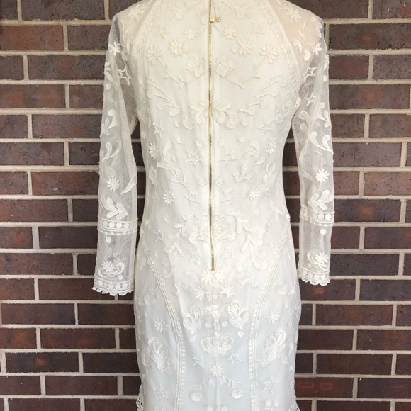 Juicy Couture Lace Dress Vintage Fully Embroidered Ivory Cream Crowns Sz 8 - Picture 6 of 12